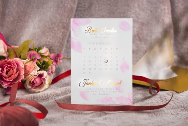 metalické svadobné oznámenie kalendárik