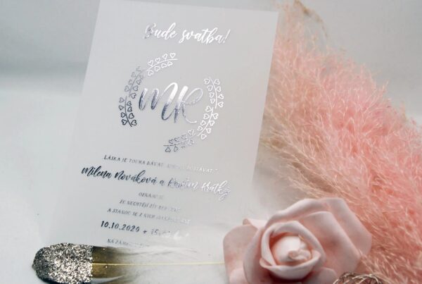 transparentné svadobné oznámenie cutte floral